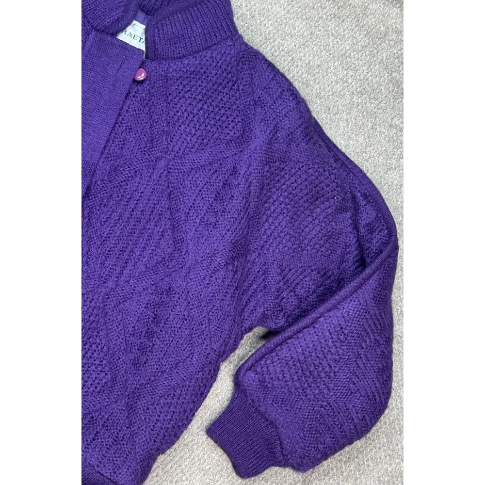 Braetan‎ Vintage Women's Purple Full Zip Long Sleeve Sweater Jacket Size Medium